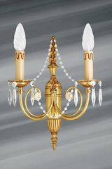 Bohemian crystal and golden bronze sconce two lights. Lucien Gau. Bohemian crystal and golden bronze sconce two lights. Lucien Gau.