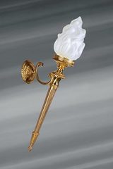 Directoire style solid bronze wall lamp, on the theme of the Torch. Lucien Gau. Directoire style solid bronze wall lamp, on the theme of the Torch. Lucien Gau.