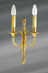 Double wall lamp, Louis XVI style, solid gilt bronze. Lucien Gau. 