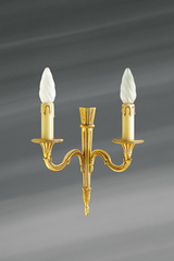 Double sconce in solid gilt bronze, Louis XVI style. Lucien Gau. 