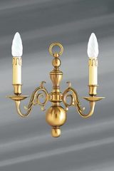 Dutch style 2-lights wall lamp in brass . Lucien Gau. 