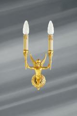 Gold wall lamp with cherub 2 lights. Lucien Gau. Gold wall lamp with cherub 2 lights. Lucien Gau.