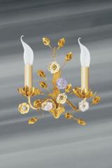 2-light gold-plated wall lamp. Lucien Gau. 