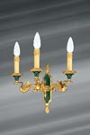 Golden wall lamp Empire style, solid bronze, three lights. Lucien Gau. 