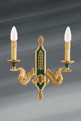 Golden Wall Lamp, Empire Style, Two Lights. Lucien Gau. Golden Wall Lamp, Empire Style, Two Lights. Lucien Gau.