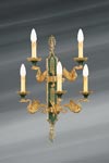 Golden Wall Lamp in Empire Style Solid Bronze, Five Lights. Lucien Gau. 