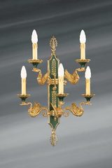 Golden Wall Lamp in Empire Style Solid Bronze, Five Lights. Lucien Gau. Golden Wall Lamp in Empire Style Solid Bronze, Five Lights. Lucien Gau.
