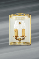 Wall lamp in glass and bronze two lights. Lucien Gau. Wall lamp in glass and bronze two lights. Lucien Gau.