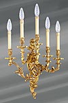 Wall lamp Louis XV bronze old gold five lights. Lucien Gau. 