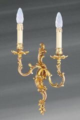 Wall lamp Louis XV solid bronze old gold two candle holders. Lucien Gau. 