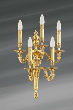 Wall lamp Louis XVI gilded bronze, five lights. Lucien Gau. 