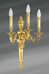 Wall lamp Louis XVI gilded bronze, three lights. Lucien Gau. 