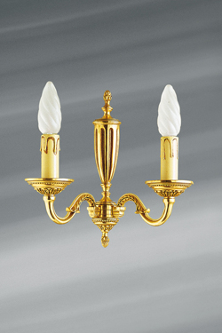 Wall lamp Louis XVI patinated old gold, two candles. Lucien Gau. 