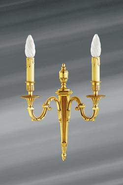 Wall lamp Louis XVI patinated old gold, two candlesticks. Lucien Gau. 