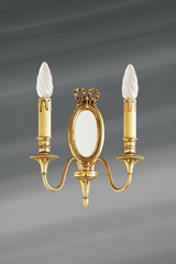 Wall lamp with two lights, Louis XVI style gilded bronze. Lucien Gau. 