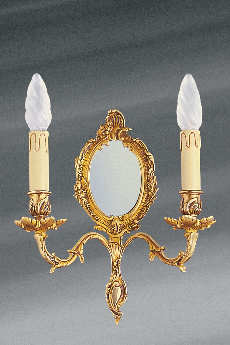 Louis XV bronze old gold wall lamp double candle holder. Lucien Gau. 