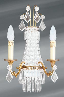 Louis XVI bohemian crystal wall sconce 3 lights. Lucien Gau. 