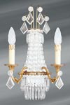 Louis XVI bohemian crystal wall sconce 3 lights. Lucien Gau. 