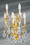 Old gold bronze and bohemian crystal wall lamp five lights. Lucien Gau. 