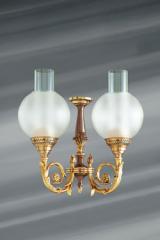 Restoration wall lamp 2 lights and satin glass ball. Lucien Gau. Restoration wall lamp 2 lights and satin glass ball. Lucien Gau.