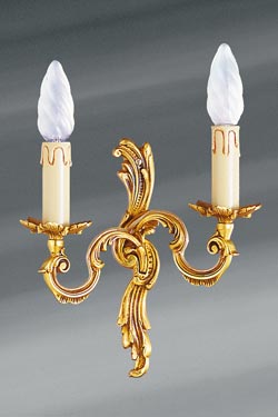 Small Louis XV bronze wall sconce old gold two candle holders. Lucien Gau. 