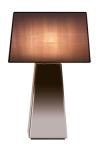Lampe pyramide Narciso miroir biseauté et abat-jour taupe. Luminara. 