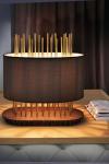 Lampe Soho Oval en soie, bronze et palissandre. Luminara. 