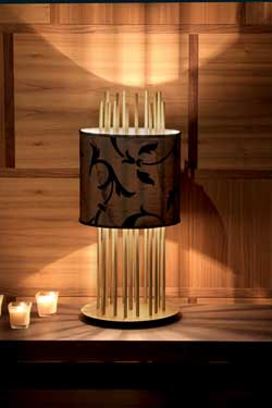 Lampe Soho S en soie, bronze et palissandre. Luminara. 