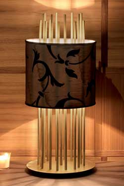 Lampe Soho S en soie, bronze et palissandre. Luminara. 