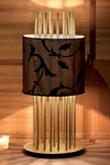 Lampe Soho S en soie, bronze et palissandre. Luminara. 