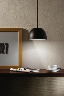 Mini Bossa round pendant lamp metal lacquered matt black. Lumini. 