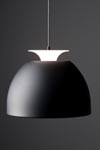 Mini Bossa round pendant lamp metal lacquered matt black. Lumini. 