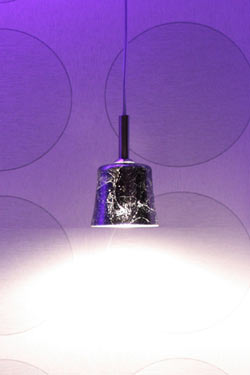 Mauro S1 pendant lamp small model in decorated glass. Luz Difusion. 