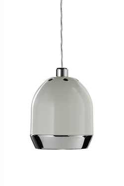 Boogie mini pendant lamp S1 metal white and chrome. Luz Difusion. 