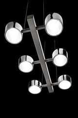City S6 pendant lamp 6 lights satin nickel and chrome. Luz Difusion. 