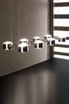 City S8 pendant lamp 8 lights satin nickel and chrome. Luz Difusion. 