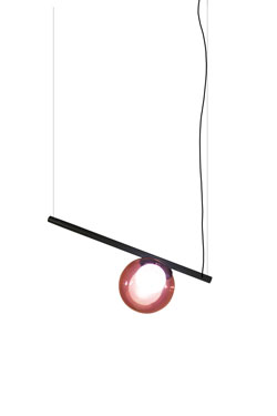 Pop pendant lamp in pink glass. Luz Difusion. 