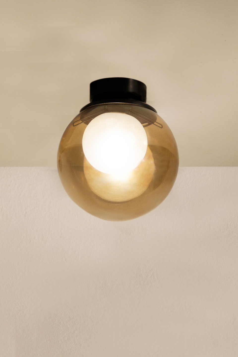 Plafonnier avec boule de projecteur en verre Plafonniers boules de verre  Table à manger, LED laiton ambre 9 lumières, 3,5W 350lm 3000K, LxlxH  87x30x38 cm