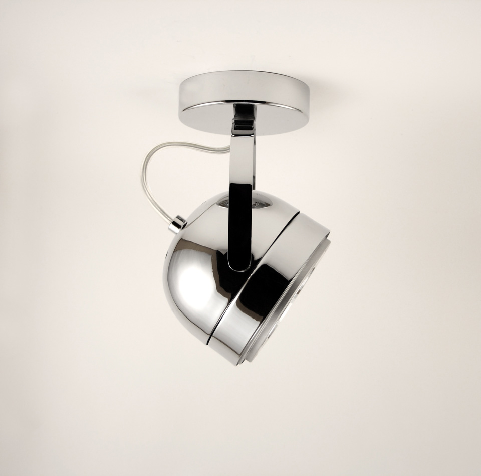 Boogie spotlight in chrome-plated metal, round, retro style. Luz Difusion. 