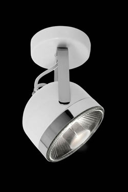 Boogie W1 metal spotlight in white and chrome. Luz Difusion. 