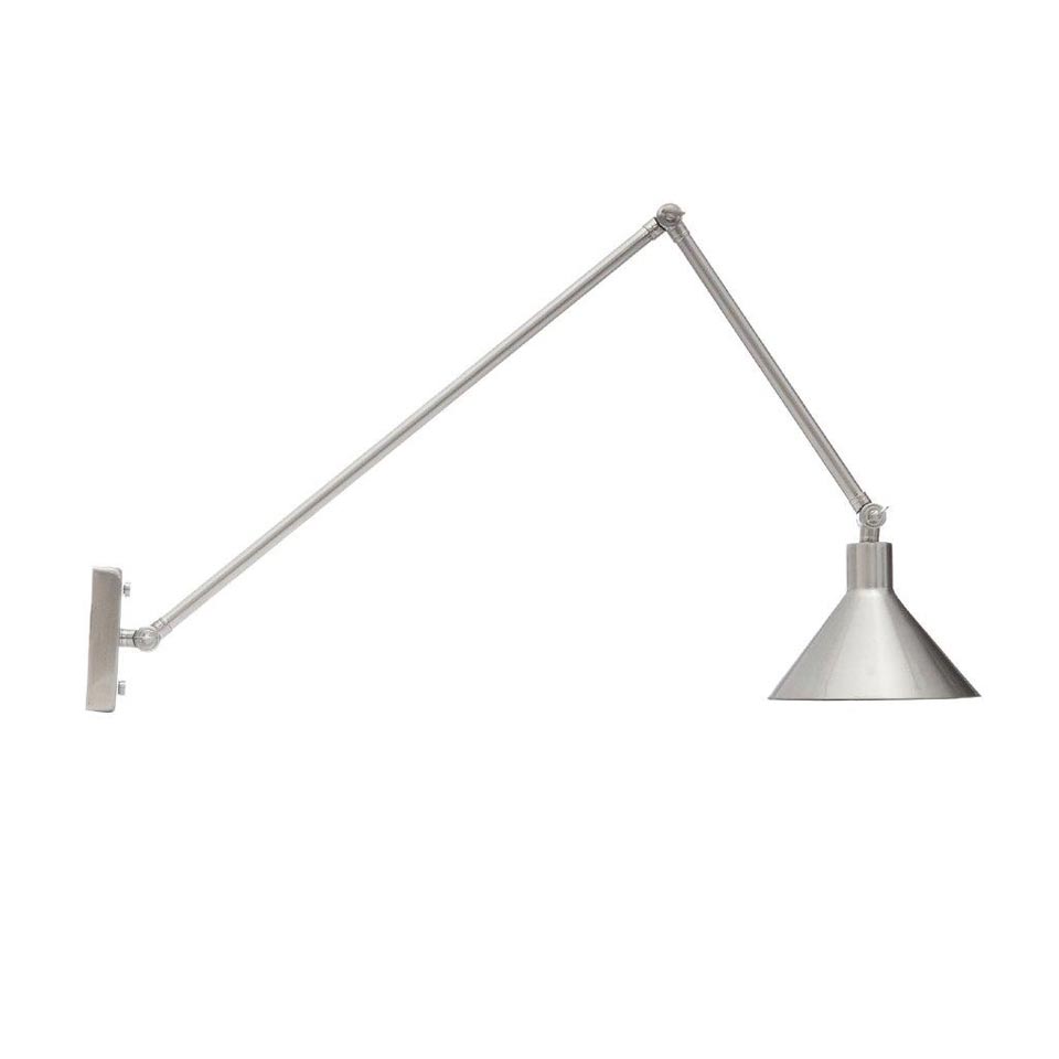 Factory 2 articulated wall lamp, brushed nickel, 2 arms. Luz Difusion. 