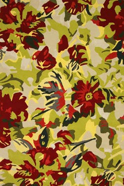 Bloom tapis aux motifs floraux rouge et vert 170X240. MA Salgueiro. 