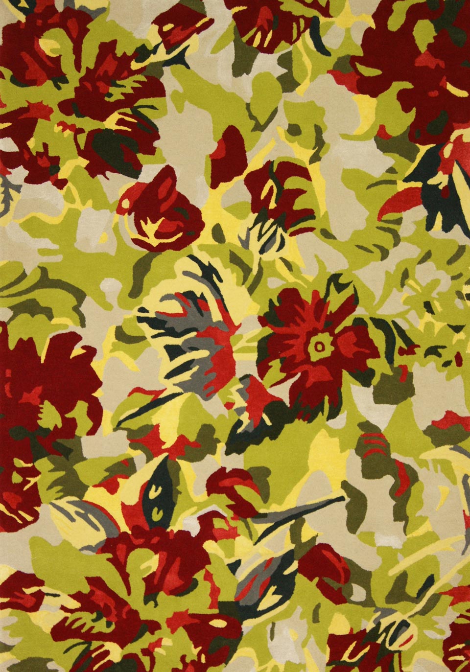 Bloom tapis aux motifs floraux rouge et vert 170X240. MA Salgueiro. 