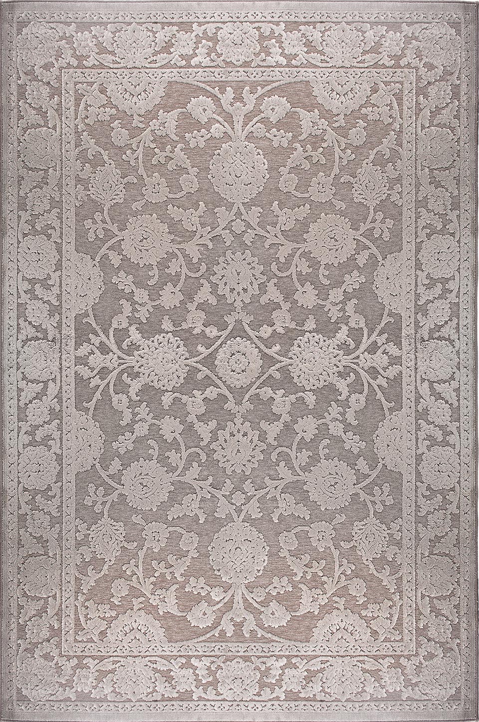 Scarpa tapis classique gris décor floral 100X140. MA Salgueiro. 