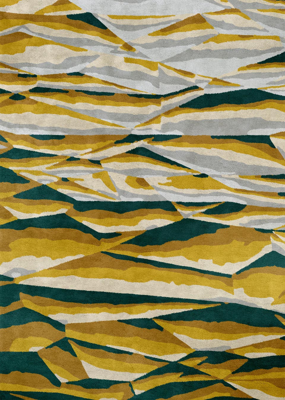 Shale tapis aux motifs graphiques orange, ocre et vert émeraude 170X240 . MA Salgueiro. 