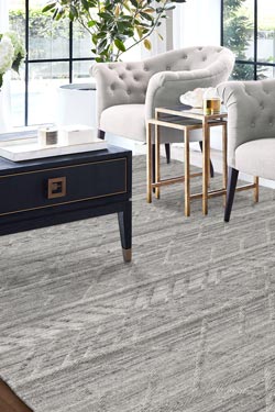 Tapis aux lignes géométriques beige chiné collection Medan 80X150. MA Salgueiro. 