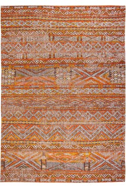 Tapis de style ethnique à dominante orange collection Paki chenille 140X200. MA Salgueiro. 