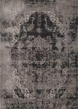 Tapis effet usé fond noir Antik Tabriz 140x200. MA Salgueiro. 