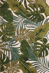 Tapis intérieur et extérieur Tropical plantes vertes fond blanc 123X180. MA Salgueiro. Tapis intérieur et extérieur Tropical plantes vertes fond blanc 123X180. MA Salgueiro.
