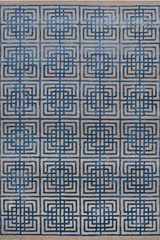 Tapis Line Square motif géométrique bleu sur fond beige 170X240. MA Salgueiro. Tapis Line Square motif géométrique bleu sur fond beige 170X240. MA Salgueiro.